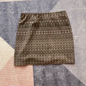 Green and grey patterned skirt